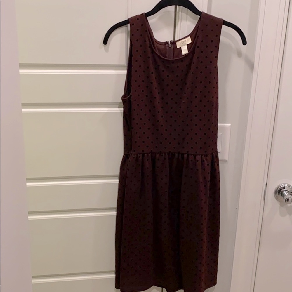 Maroon black dotted dress